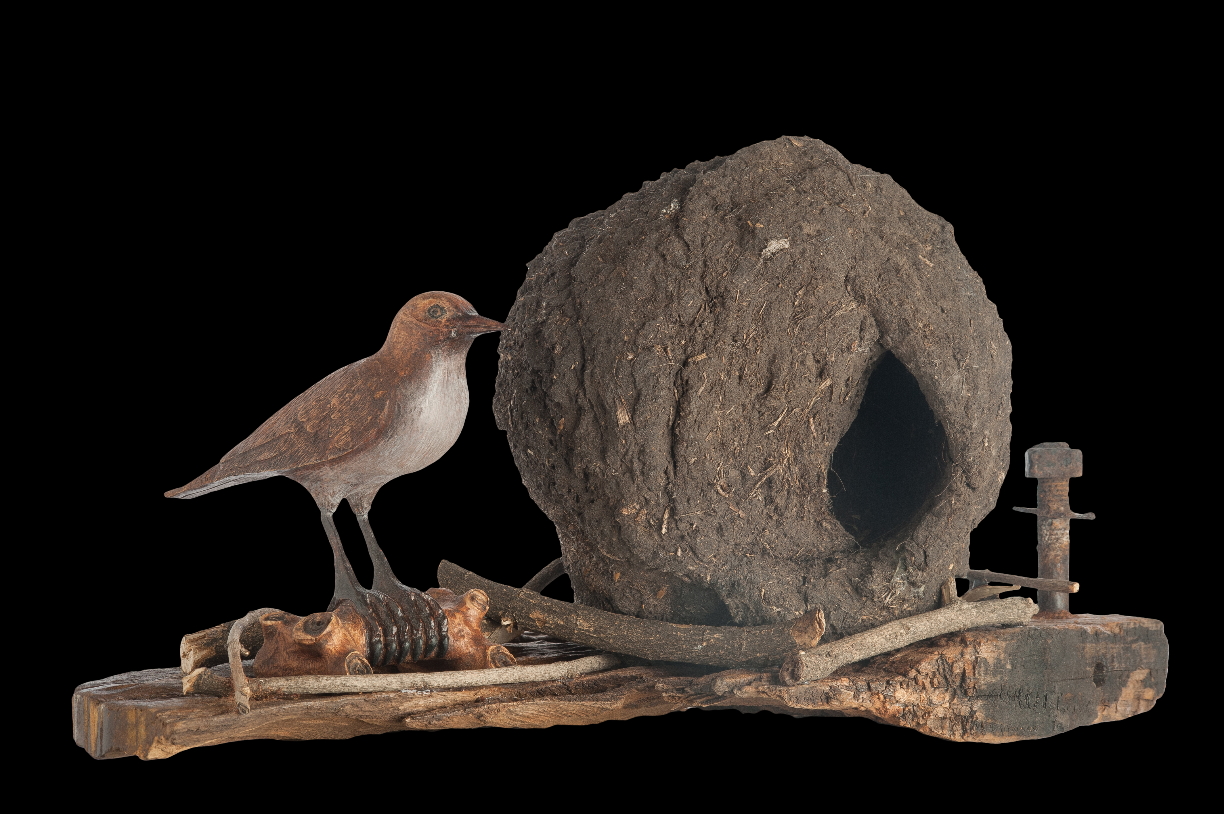 Escultura 'Hornero' - Ave nacional Argentina tallada en madera de guatambú
